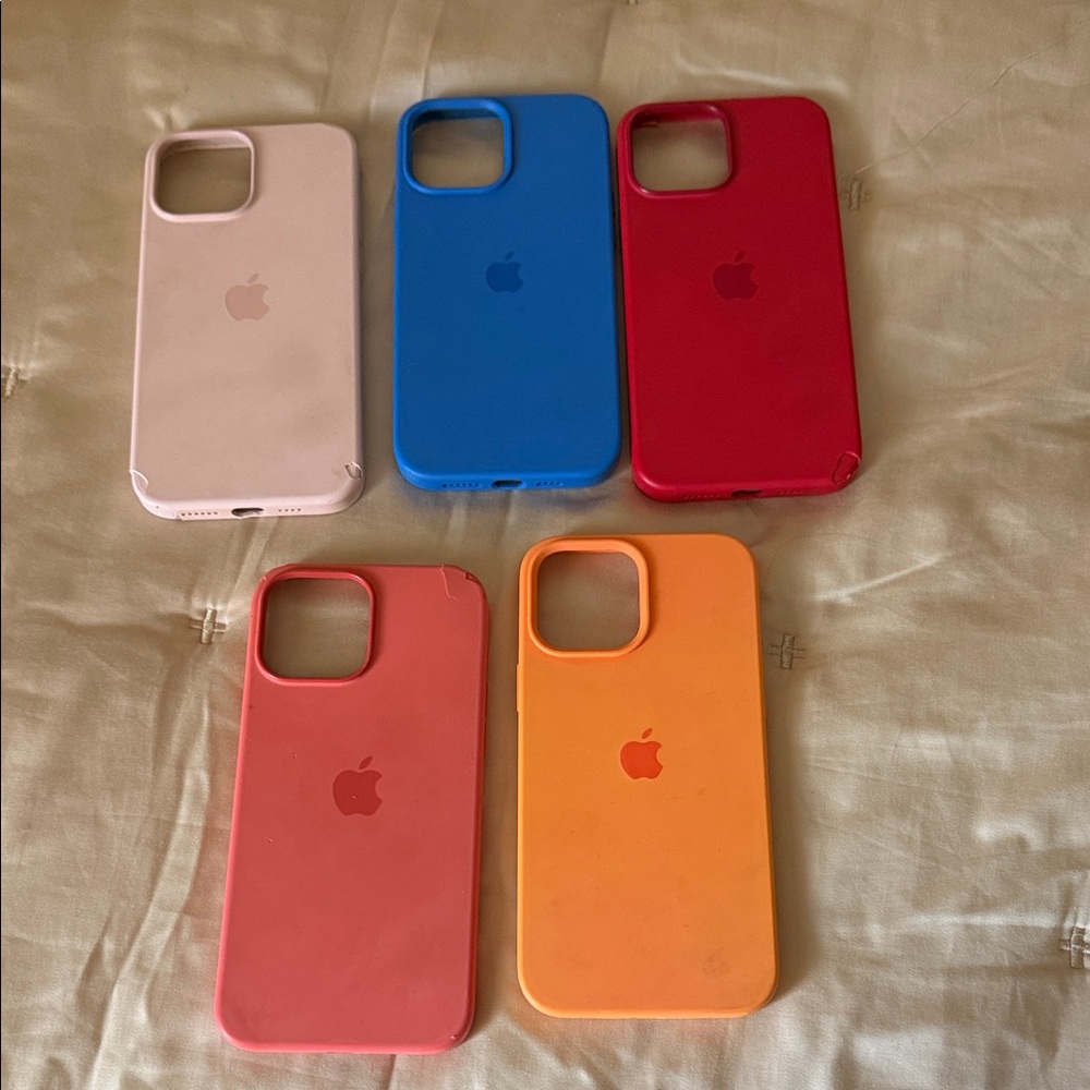 Apple iPhone 13 Max Silicone Case Collection - Pink, Blue, Red, Orange